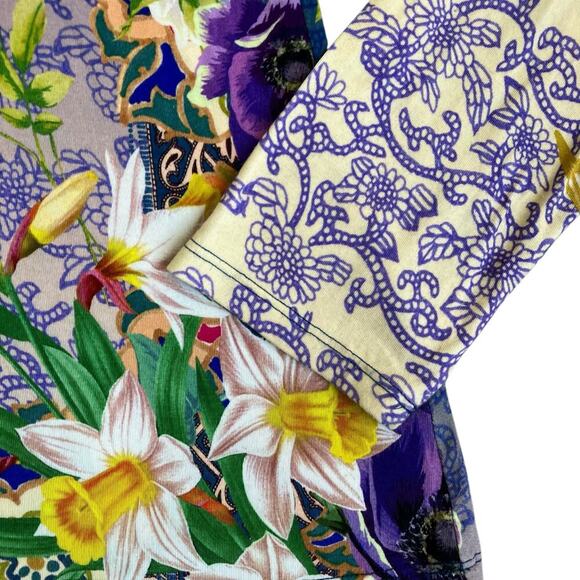 Johnny Was Sz M Sunrise Favorite Top Floral Hummingbird Colorful Bright Bamboo - Picture 9 of 16